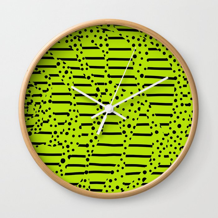 Spots and Stripes 2 - Lime Green Wall Clock