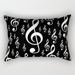 Clef Music Notes black and white Rectangular Pillow