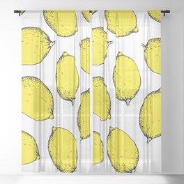 Yellow lemons. Pattern. Engraving Sheer Curtain