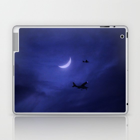 Aircraft Flying Night Moonlight Laptop & iPad Skin