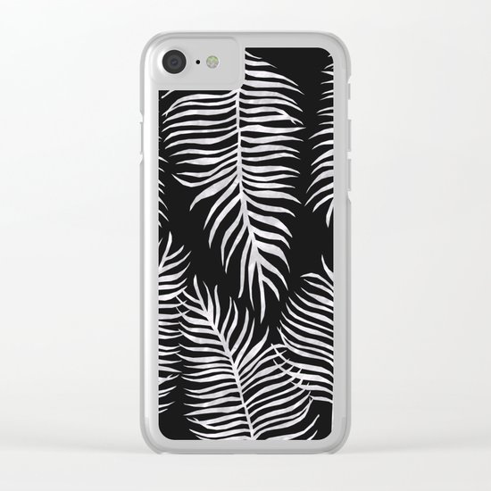 Fern Pattern Black And White Clear iPhone Case