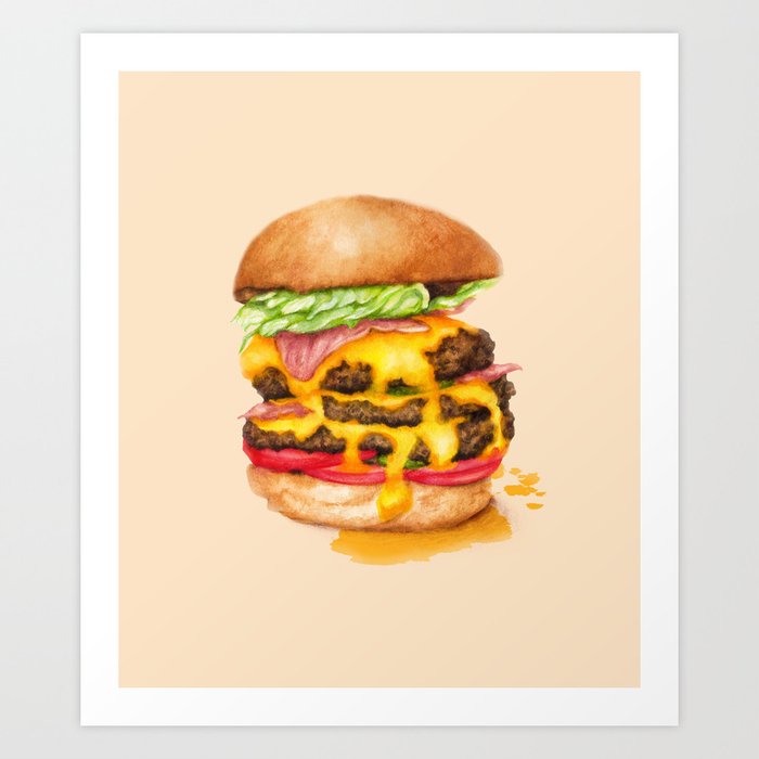 Juicy Cheeseburger Art Print