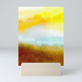Teal, Yellow and Gold Abstract Mini Art Print