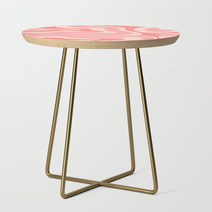 Blush Pink Modern Retro Liquid Swirl Abstract Pattern Square Side Table