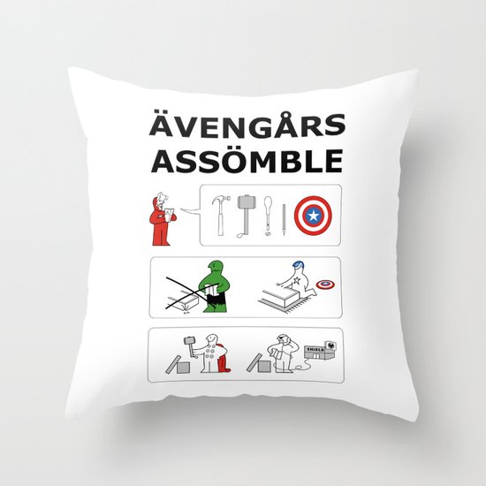 Superheroes Assembling - Colour Throw Pillow