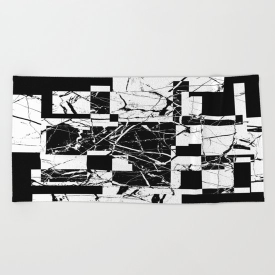 Manipulated Marble - Black and white, abstract, geometric, marble style art Beach Towel
