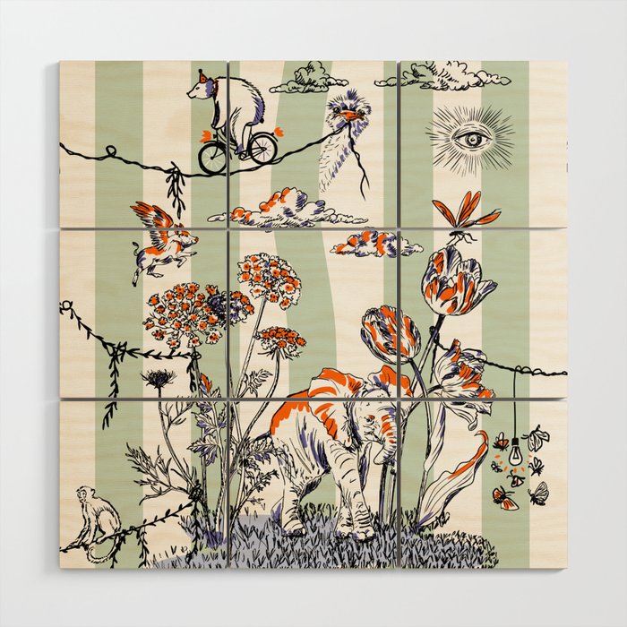 Garden Party with special guests Wood Wall Art