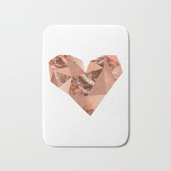 Rose gold geometric heart - glitter & foil Bath Mat