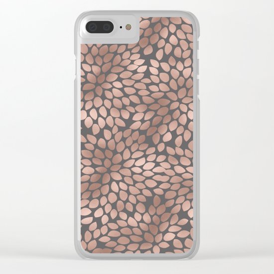 Rosegold flowers- abstract floral elegant pattern on grey background Clear iPhone Case