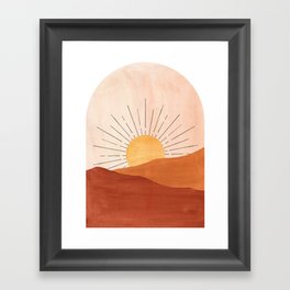 Abstract terracotta landscape, sun and desert, sunrise #1 Framed Art Print