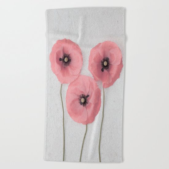 Pink Poppies Beach Towel