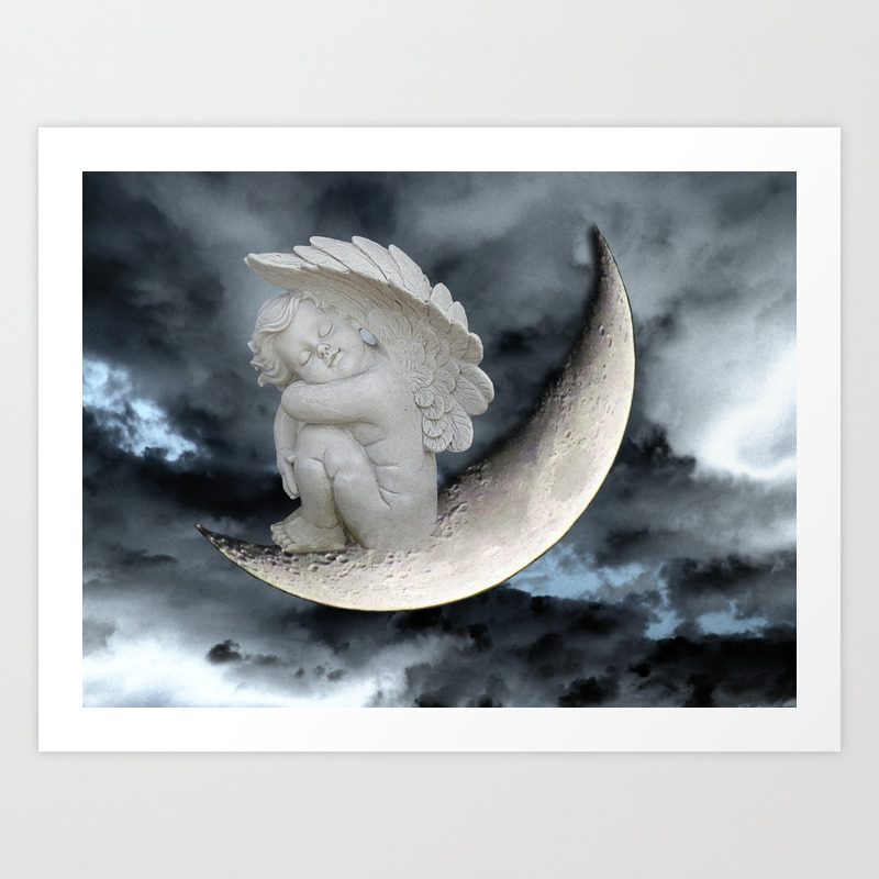 Angel Cherub Child Moon Blue Child S Room Art Bedroom Decor A402