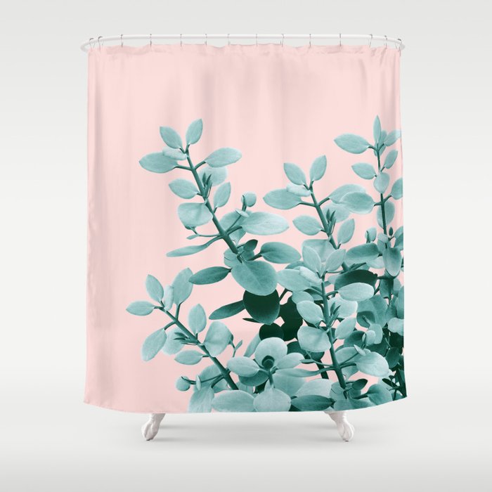 Eucalyptus Leaves Green Blush Vibes #1 #foliage #decor #art #society6 Shower Curtain