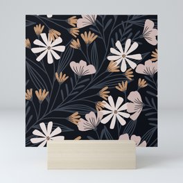 Leona Floral (navy) Mini Art Print