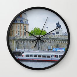 Seine river cruise in Paris | Pont Neuf | Vintage vibes Wall Clock