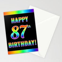 [ Thumbnail: Fun, Colorful, Rainbow Spectrum “HAPPY 87th BIRTHDAY!” Stationery Cards ]