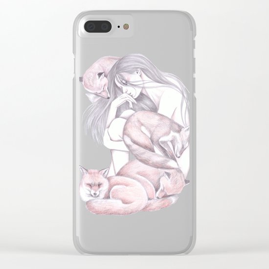 Sleeping Foxes Clear iPhone Case