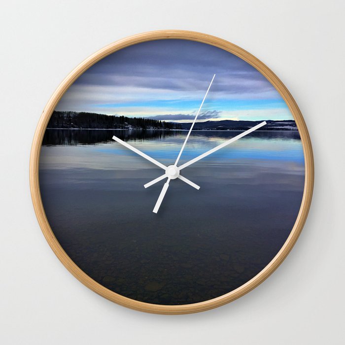 Aqua Stripe on the Lake Wall Clock