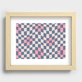 Pixel flower wavy checker pattern Recessed Framed Print