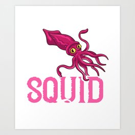 Squid Fish Octopus Kraken Marine Biology Art Print