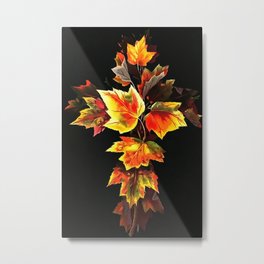 Christian Cross of Autumnal Leaves Acrylic Art Metal Print | Christian, Painting, Fall, Holysaturday, Eastercross, Goodfriday, Christians, Catholic, Leaves, Easter 
