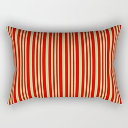 [ Thumbnail: Light Green & Red Colored Striped Pattern Rectangular Pillow ]