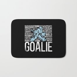 Ice Hockey Strong Gusty Passionate Smart Relentless Tough Bold Obsessed Fighter Bath Mat | Goalie, Goalkeeper, Icehockey, Graphicdesign, Player, Vintage 