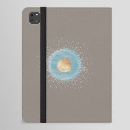 Watercolor Seashell and Blue Circle on Pale Brown iPad Folio Case