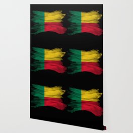 Benin flag brush stroke, national flag Wallpaper
