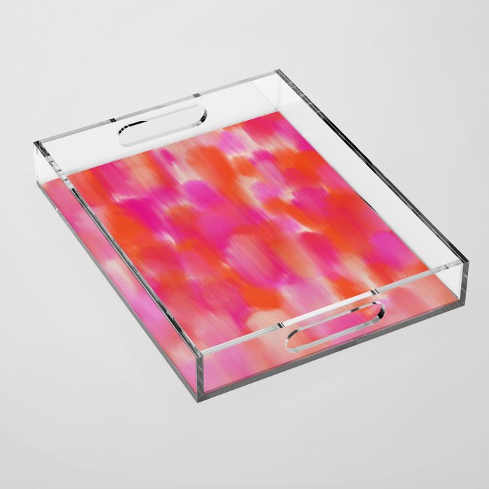 Abstract Fuchsia Pink Brushstrokes i Acrylic Tray