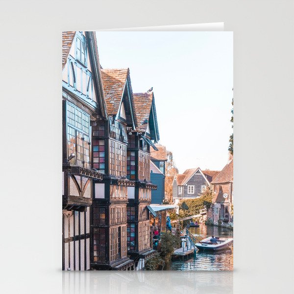 Great Britain Photography - River Going Between Medieval Buildings Stationery Cards