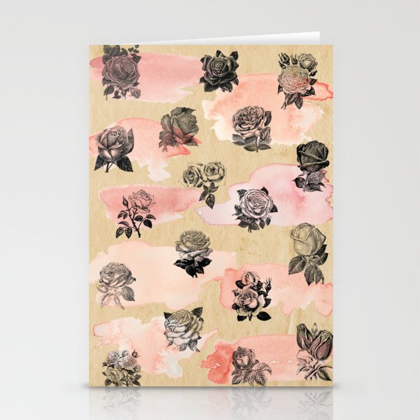 Watercolor Vintage Roses Pattern Stationery Cards