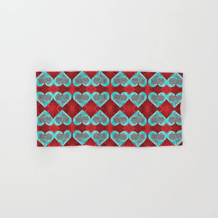 Abstract Turquoise And Bright Red Diamond Hearts Hand Bath Towel Abstract Turquoise And Bright Red Diamond Hearts Hand Bath Towel By Artaddiction45 Society6