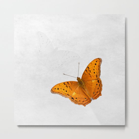 Butterfly and ghost on textured white Metal Print