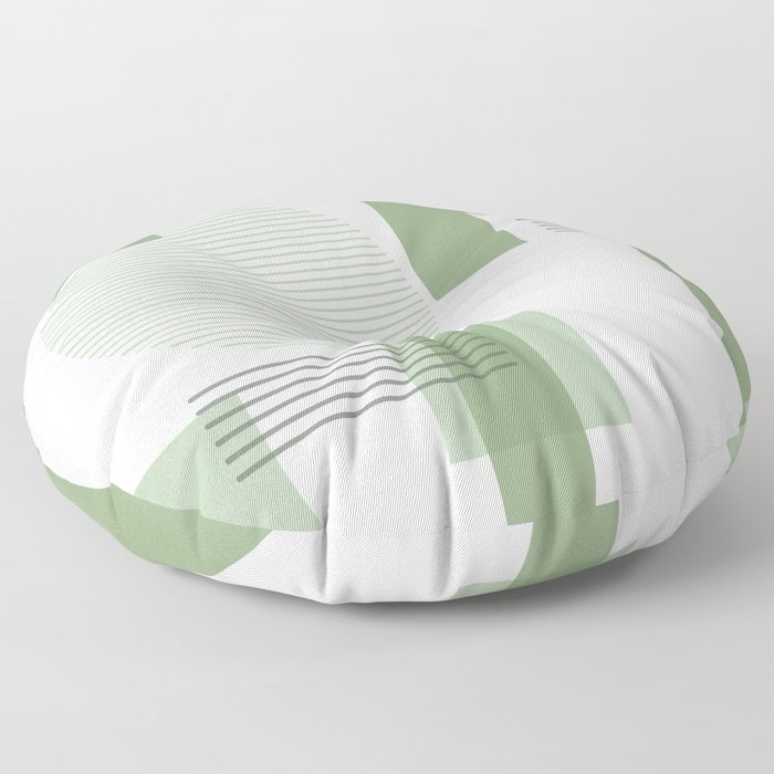 Green Sage Squares and Circles Earth Tones Floor Pillow