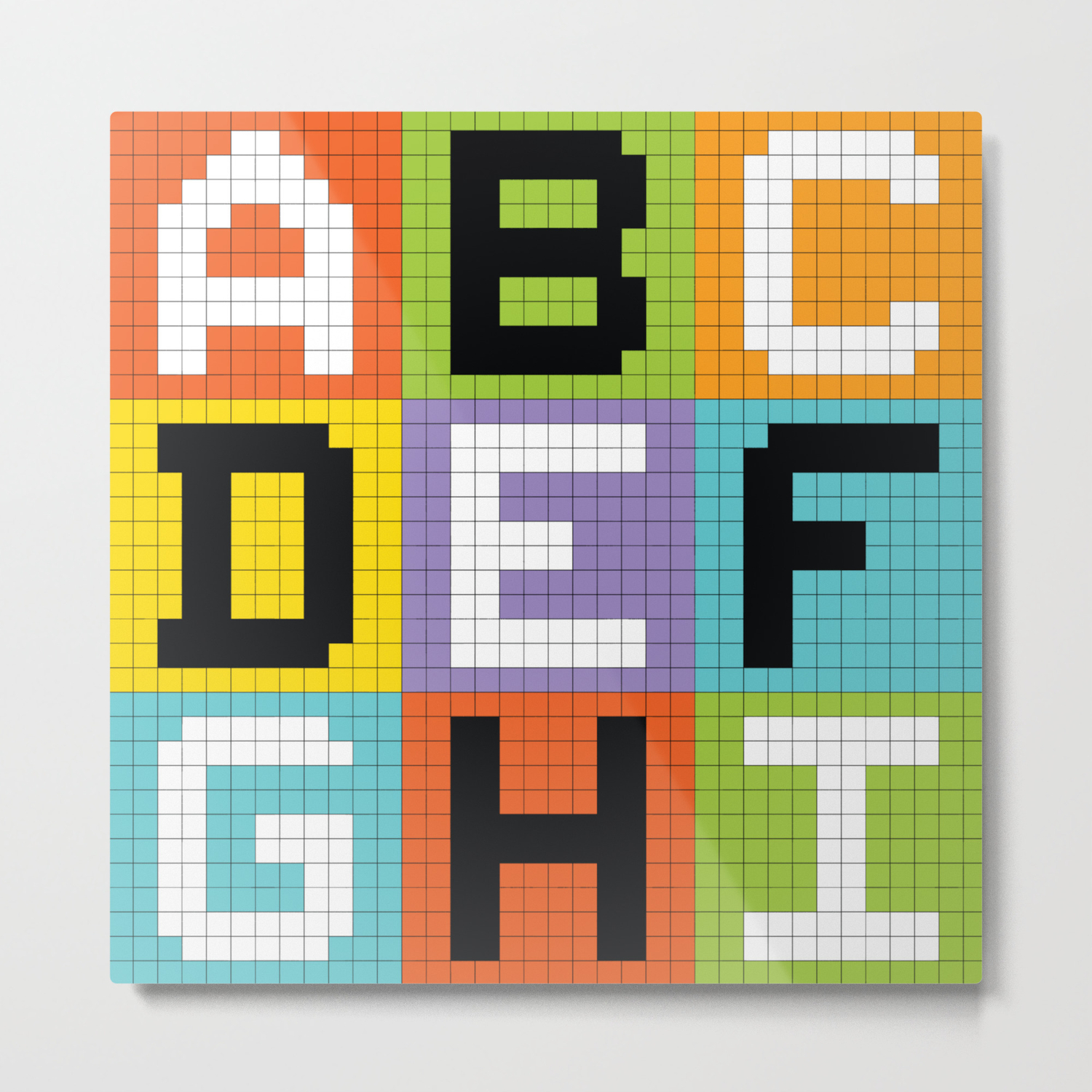 Pixel Alphabet Letters Abc Def Ghi Metal Print By Wongstock Society6