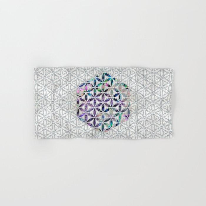 Flower of life Abalone shell on pearl Hand & Bath Towel