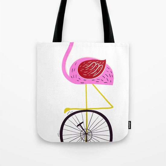 flamingo unicycler Tote Bag
