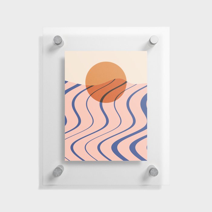 Abstraction_SUN_SURF_SUNRISE_SUNSET_OCEAN_POP_ART_0712A Floating Acrylic Print