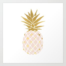 pink & gold pineapple Art Print