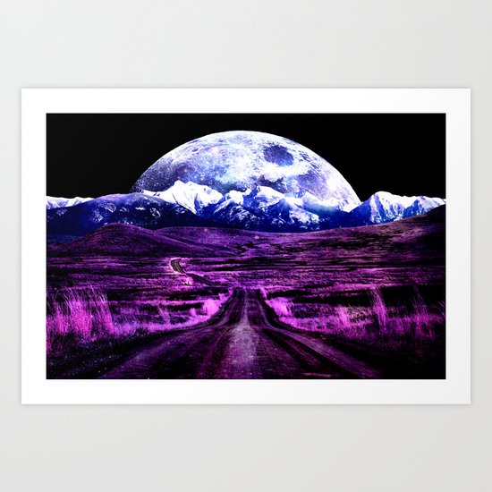 Highway to Eternity (moon mountain) Fuchsia Art Print