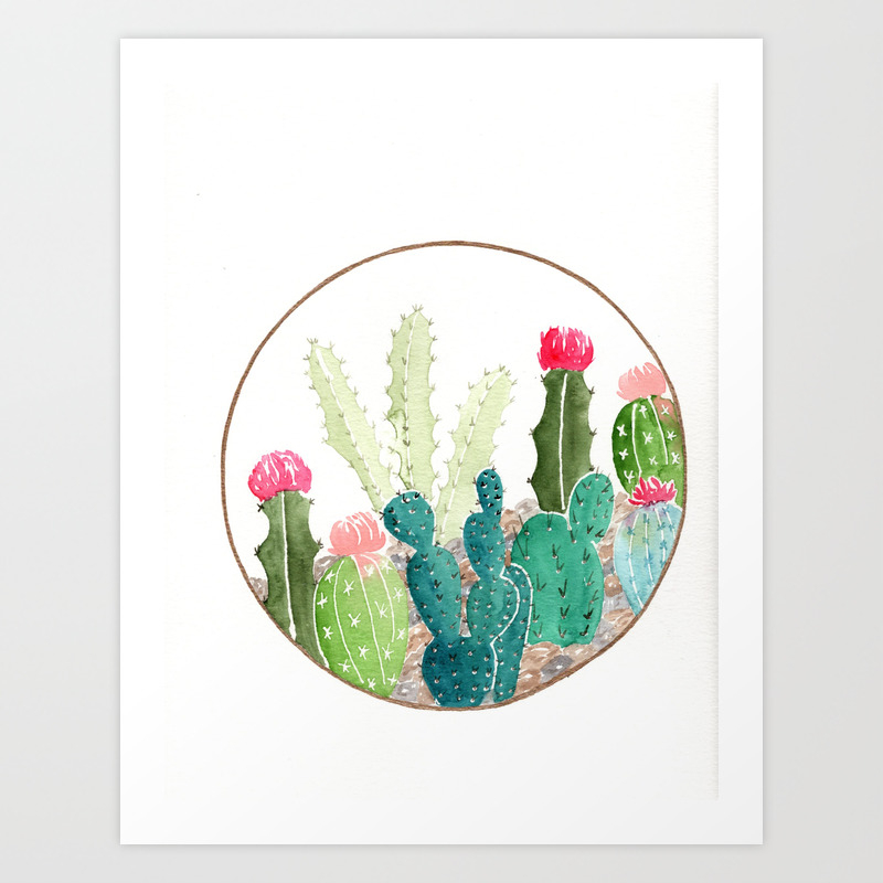 Watercolor Cactus Cacti Illustration Art Print By Kathryntmccardle Society6