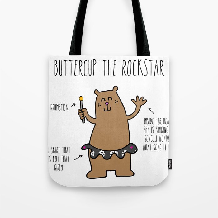 Buttercup the Rockstar Bear Tote Bag