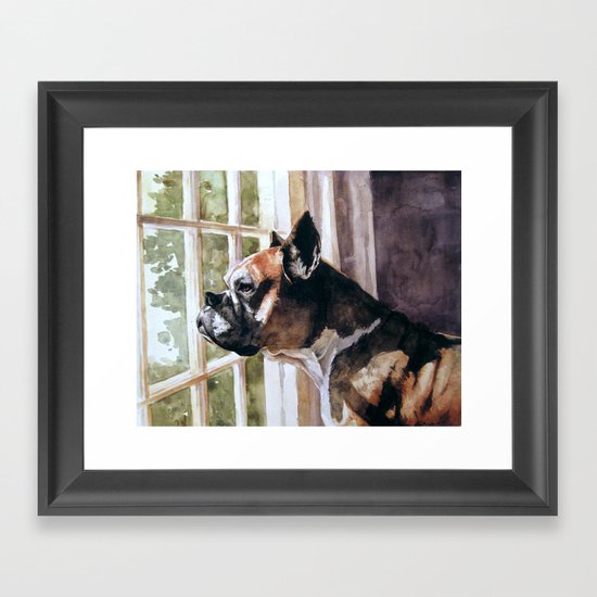 Bulldog Waiting Framed Art Print