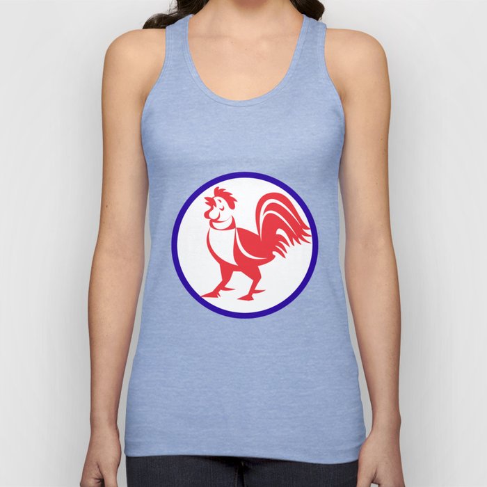 Chicken Rooster Crowing Circle Retro Tank Top