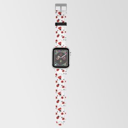 Red Ladybug Floral Pattern Apple Watch Band