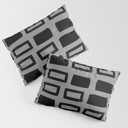 Mid Century Modern Abstract Squares Pattern 541 Black and Gray Pillow Sham