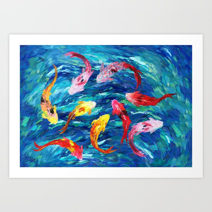 Koi Fish Rainbow Abstract Paintings Art Print By Digitalizedteam