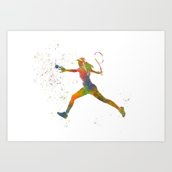 Tennis player in watercolor-woman Art Print