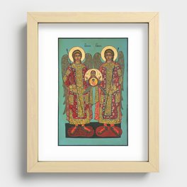 Archangel Michael and Gabriel with Medallion Recessed Framed Print
